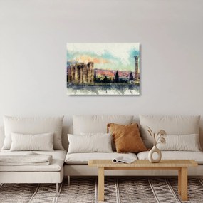 Kép - akropolisz, Athens, Görögország (üvegen) (70x50 cm)