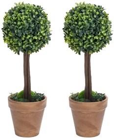 2 db zöld gömbalakú cserepes műpuszpáng 56 cm