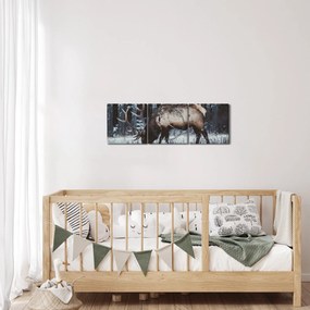 Kép - szarvas télen (órával) (90x30 cm)