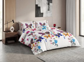 SZÍNES PILLANGÓ fehér mikroszálas ágyneműhuzat Ágyneműhuzat mérete: 2 db 70 x 90 cm | 200 x 220 cm