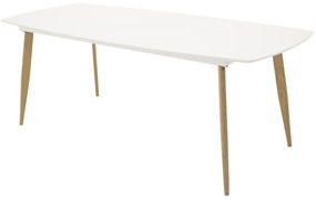 Asztal Dallas 131Tölgy, Fehér, 75x100x240cm, Közepes sűrűségű farostlemez, Fém