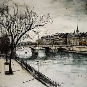 Vászonkép Canvas Város Párizs Folyó Hidak Építészet Kilátás 80x80