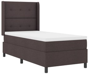 Boxspring Ágy Matrac &amp; LED Sötétbarna 90x200 cm Szövet