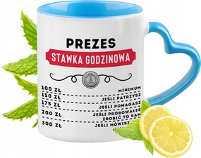 Elnöknek Kék Bögre Szív Alakú Füllel Ajándék