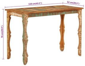 tömör újrahasznosított fa étkezőasztal 110 x 52 x 76 cm