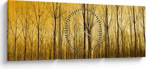 Egy erdő naplementekor képe (órával) (90x30 cm)