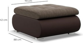 Tokio puff, fonott + műbőr, barna