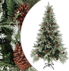 vidaXL zöld és fehér karácsonyfa fenyőtobozokkal 195 cm