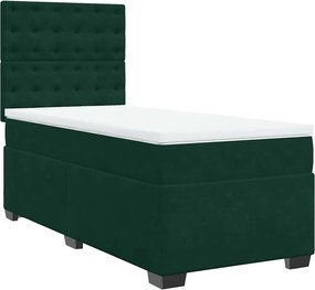 vidaXL sötétzöld bársony rugós ágy matraccal 100 x 200 cm