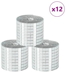 Tükör Mozaik Csempe Geometrikus 12 pcs Ezüst 100 x 4 cm Üveg