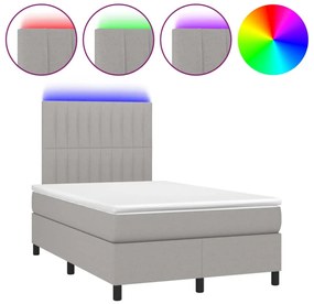 világosszürke szövet rugós és LED-es ágy matraccal 120 x 200 cm