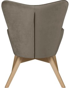 Világosbarna bársony fotel lábtartóval Niko – Ropez