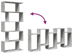 5 szintes betonszürke fa térelválasztó könyvespolc 70x24x161 cm