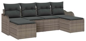 vidaXL Kerti Kanapé Szett párnával 6 pcs Szürke Poli rattan