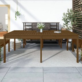 Mézbarna tömör fenyőfa kerti asztal 203,5 x 100 x 76 cm
