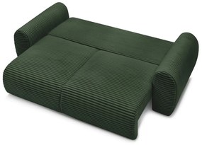 Sötétzöld kordbársony kinyitható kanapé 257 cm Lucien – Bobochic Paris