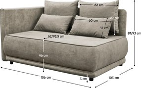 Kihúzható kanapé, bézsesszürke Taupe, balos, LIAMI
