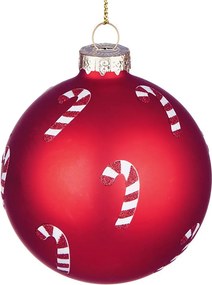 HANG ON üveg karácsonyfadísz, Candy Cane piros 8cm