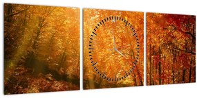 Őszi erdő képe (órával) (90x30 cm)