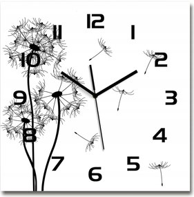 Nagy négyzet alakú üveg pitypang falióra 60x60 cm