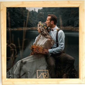 Négyzet alakú képkeret 15x15 natúrbarna