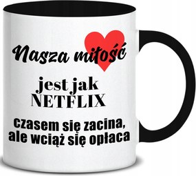 Bögre Fekete Fül Beltéri 330ML Szerelem Mint Netflix Ajándék Ajándék