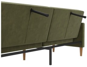 Zöld bársony kinyitható kanapé 207 cm Lilly – Støraa