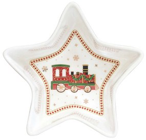 Karácsonyi porcelán kisvonatos csillag alakú tál Polar Express
