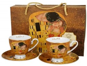 Gustav Klimt porcelán csésze két személyes szett díszdobozban A Csók 220 ml