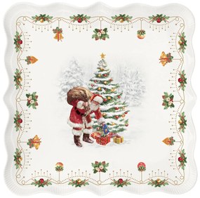 Karácsonyi télapós porcelán kínáló tálca 30x29 cm