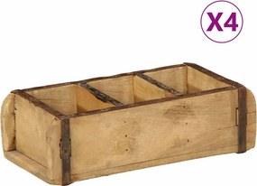 vidaXL Tálca 4 pcs Barna 30 x 14 x 9 cm Szilárd Újrahasznosított Fa