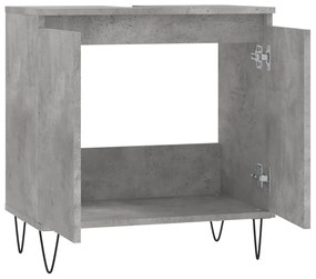 Betonszürke szerelt fa fürdőszobaszekrény 58x33x60 cm