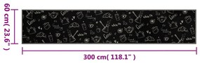 fekete reggeli mintás mosható bársony konyhaszőnyeg 60x300 cm