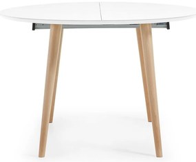 Fehér bővíthető étkezőasztal fehér asztallappal ø 120 cm Oqui – Kave Home