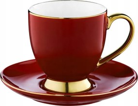 Porcelán csésze csészealjjal Ambition Royal piros-arany 220ml