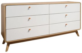 Fehér-natúr színű alacsony komód tölgyfa dekorral 150x74 cm Caitlin – Støraa