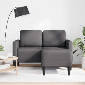 szürke műbőr 2 üléses kanapé L-alakú kanapéval 125 cm