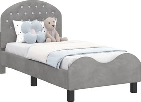 vidaXL Gyerekágy keret fejtámlával Világosszürke 70 x 140 cm Bársony