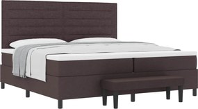 vidaXL Boxrugós ágy matracmal Sötét Barna 200 x 200 cm szövet