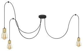 Helam Csillár zsinóron TUBE 3xE27/10W/230V pók fekete/arany HE1609