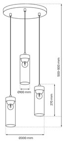 Csillár zsinóron ELICA 3xE27/60W/230V