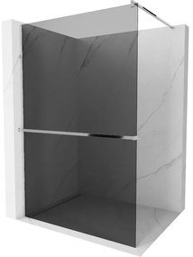 Mexen Kioto +, zuhany paraván polccal és törölközőtartóval 110 x 200 cm, 8mm szürke üveg, króm profil, 800-110-121-01-40