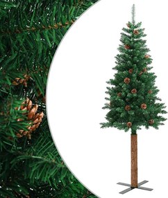 vidaXL zöld PVC vékony karácsonyfa valódi fával és tobozzal 210 cm