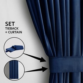 Sötétkék bársony dimout (részleges sötétítő) függöny 140x245 cm Eyelets – Restilo