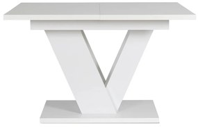 Összecsukható étkezőasztal CLARK - fehér fényes, 120-160 cm