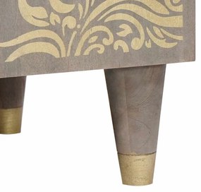 Széf polcokkal Szürke és Arany 60 x 33.5 x 75 cm Tömör mangófa