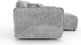 Világosszürke zsenília sarokkanapé (jobb oldali-heverő résszel) Nelia – Ropez