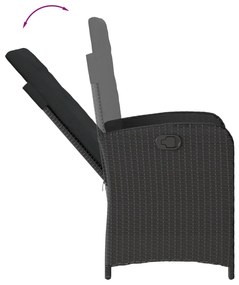7 részes fekete polyrattan kerti étkezőgarnitúra párnával