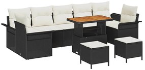 vidaXL Kerti Kanapé Szett párnával tárolóval 10 pcs Fekete és Krém