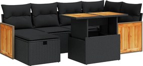 vidaXL 8 részes fekete polyrattan kerti ülőgarnitúra párnákkal